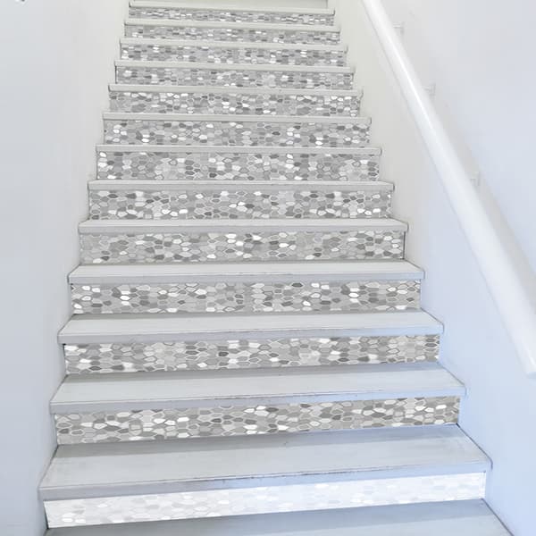 13 stycken 3D silver mosaik trappdekaler