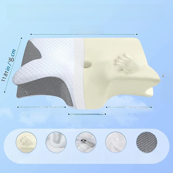 Viskoelastiinen niskatyyny, ergonominen muotoilu 2-in-1 niskakivun ortopedinen tyyny, muotoiltu tuki tyyny, 1 kpl Vaaleanharmaa Vaaleanharmaa Vaaleanharmaa Light grey Well,
