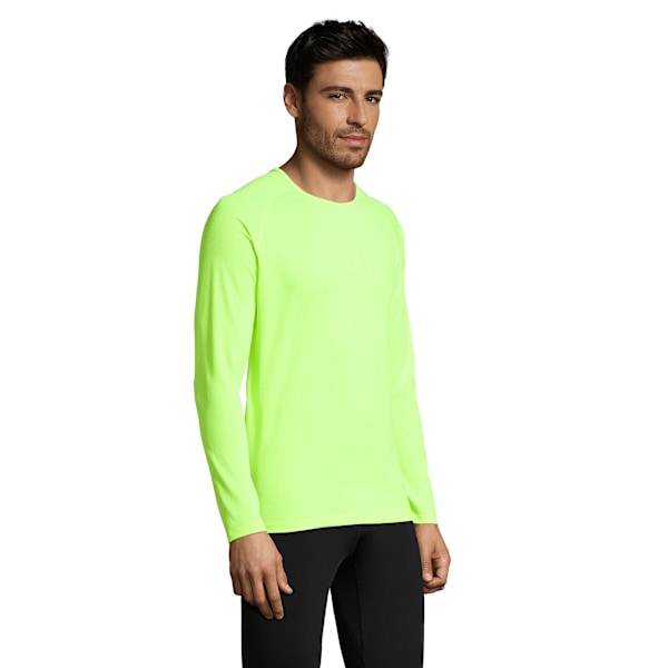 SOLS Herr Sporty Pitkähihainen Performance T-paita 3XL Neon Vihreä Neon Green Neon Green 3XL