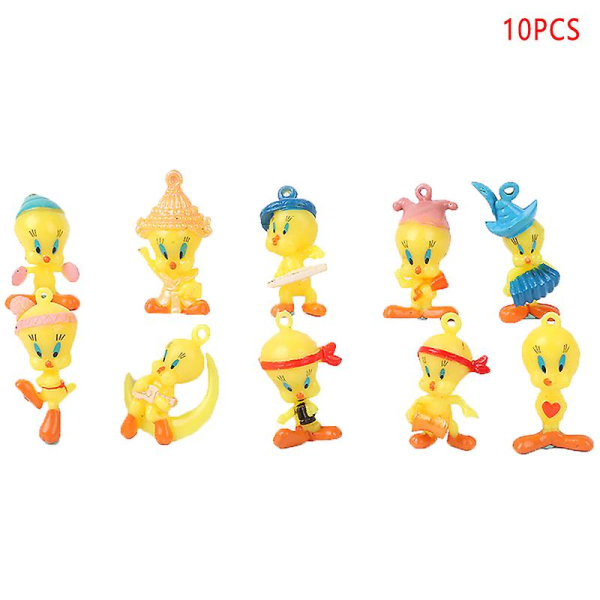 10st/ set Tecknad fågelleksaksfigurer Kvinna Tweety Animefigurer Leksaker Figur Man Yellow 10PCS