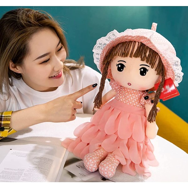 Bedårande babyflicka trasa docka mjuk gosig trasa docka prinsessa docka med klänning mjuk plysch leksak