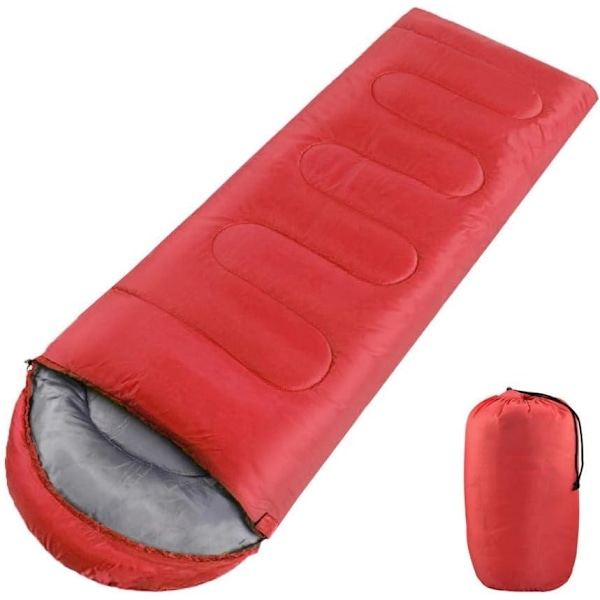 1 st Vuxen Sovsäck, Enkel Vuxen Kuvertsäck för 3 Säsonger Lättviktig Camping Vandring Red