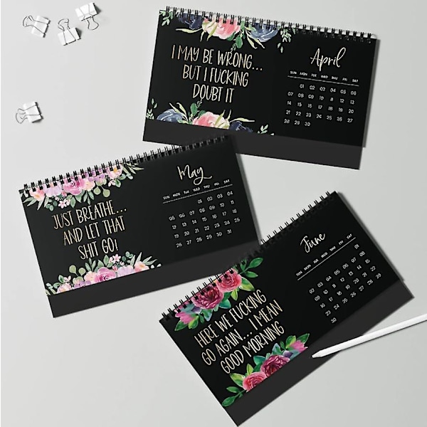 2024 Kalender, Fuck It Kalender 2024, Blomkalender 2024 Kalender för Trötta Kvinnor, Gag Gåva Hängande Kalender Planner 2pcs