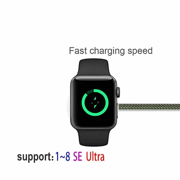 2 in 1 Kello- ja puhelin USB-latauskaapeli Type C -kaapeli magneettinen latausjohto