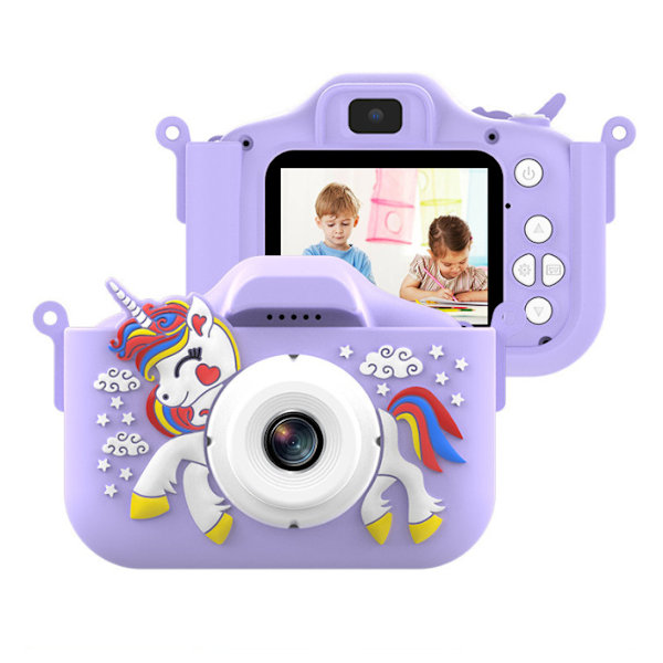Lasten kamera, jolla voi ottaa valokuvia ja videoita, mini kamera syntymäpäivälahja, pieni järjestelmäkameran pikakamera purple