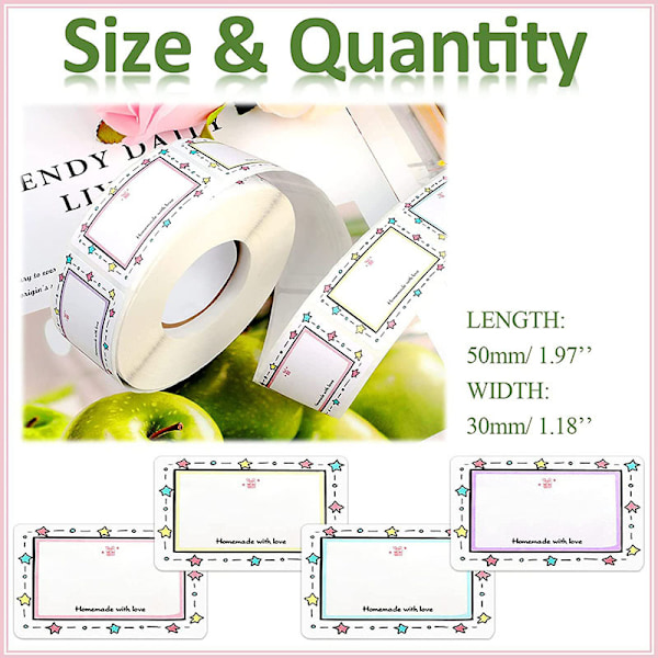 Självhäftande syltburksetiketter Etiketter 5x3cm Behållartiketter BB B 250