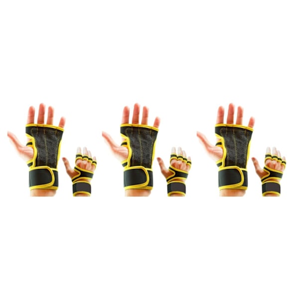 1/2/3/5 2 stk Lette og pustende treningshansker i skinn for Gule M Yellow M 3Set