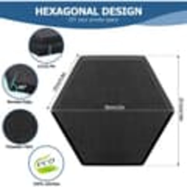 Ljudabsorberande hexagonpaneler i polyester, 12-pack