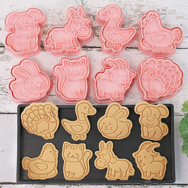 8 stk. Form Kage Udskærer Stempel Pres Fondant Sukkerhåndværk B