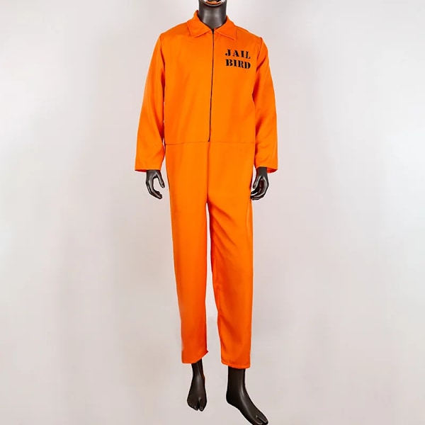 GRATIS FORSENDELSE MANDLIG FANGEN DØMT KOSTUME HALLOWEEN FORKLÆDNING JUL ORANGE OVERALL JUMPSUIT kun jumpsuit only jumpsuit L