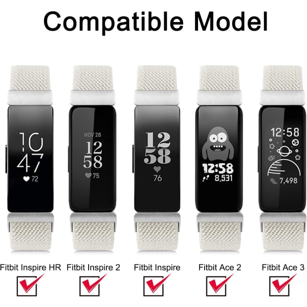 Elastiska Armband för Fitbit Inspire 2 - 3-Pack Stretchiga Armband