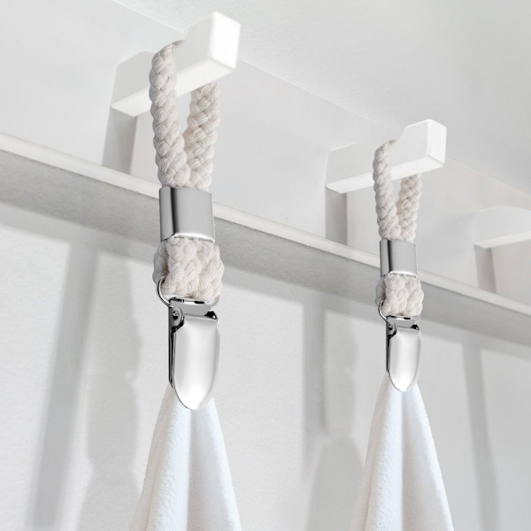 4 st Handduksklämmor Handdukshållare VITA white