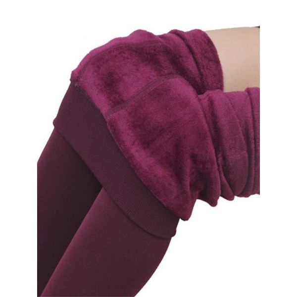 Vinterleggings i Strikket Fløyel - Avslappet Leggings - Nye Høy Elastiske Tykke Damevarme Svarte Bukser - Skinny Bukser for Kvinner - Leggings Lilla Purple S