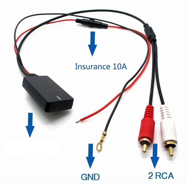 Universal Bluetooth AUX-modtager Modul 2 RCA AUXIN Adapter til Bilstereo
