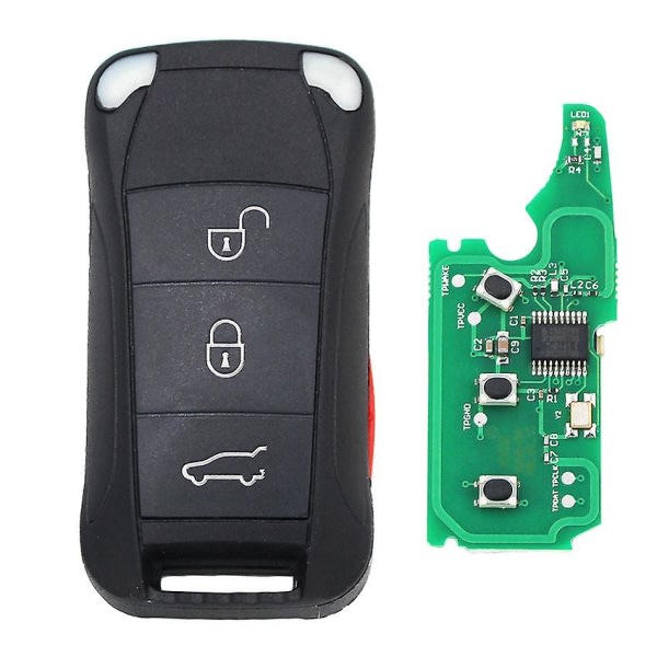 3+1 knappar Fjärrnyckelkontroll Fob 4 knappar 315mhz / 433mhz För Porsche Cayenne 2004-2010 Id46 Chip Oskuren Blade 433MHZ