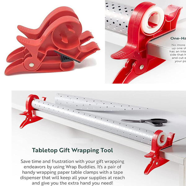 Wrap Buddies Bordsmonterad Presentpappershållare Tejpdispenser Klipp -ge[GKS] red