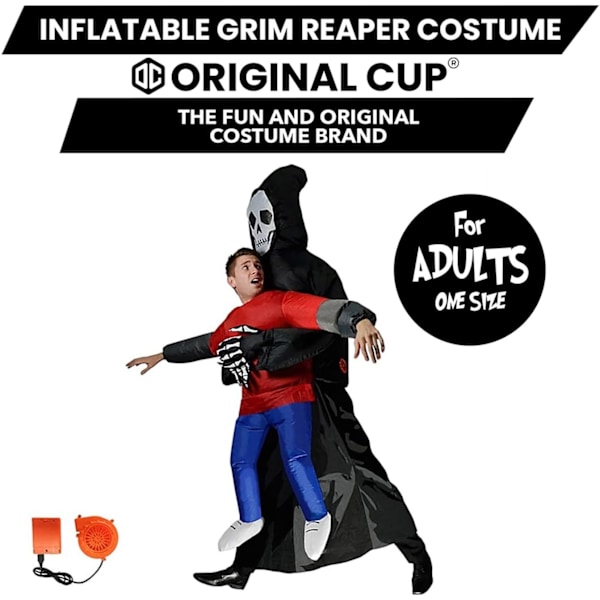 Oppustelig Dødsengel Kostume | Skævt Halloween Kostume | Original | Premium Kvalitet | Voksen Størrelse | Polyester | Komfortabel | Robust | InfF&Q adult