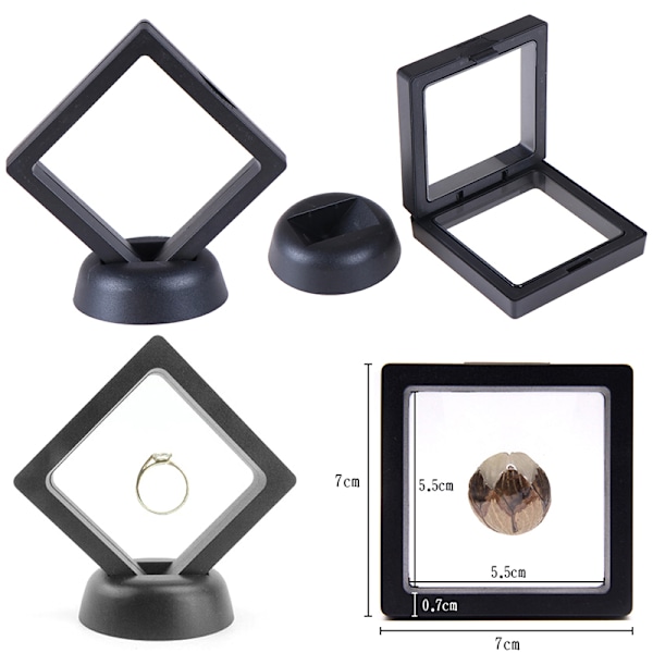 70*70mm Musta 3D Kelluva Korujen Kolikoiden Esittelykehys Laatikko Musta Black One Size