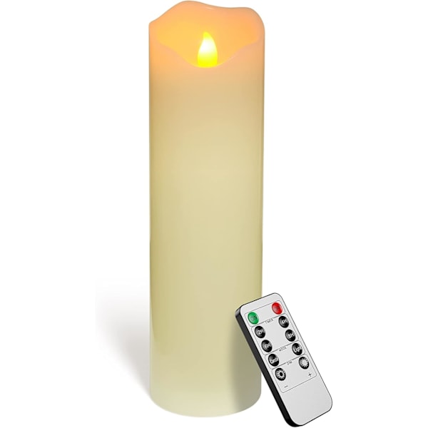 1 stk LED blokklys, ekte voks 10 tommer med fjernkontroll for bryllupsdekorasjon 10 tommer – 10 tum \u2013 1 styck 10 tum – 1 styck