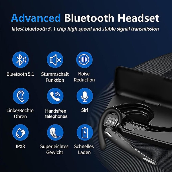 Bluetooth trådlösa headset In-ear hörlurar med mikrofon V5.1 hörlurar med led laddningsbox