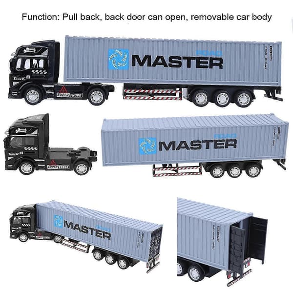 1:48 Legering Container Lastbil Model Legetøj Meget Simulation Børnebil Legetøj Køretøj Til Børn 3-6 År - Ja Gray