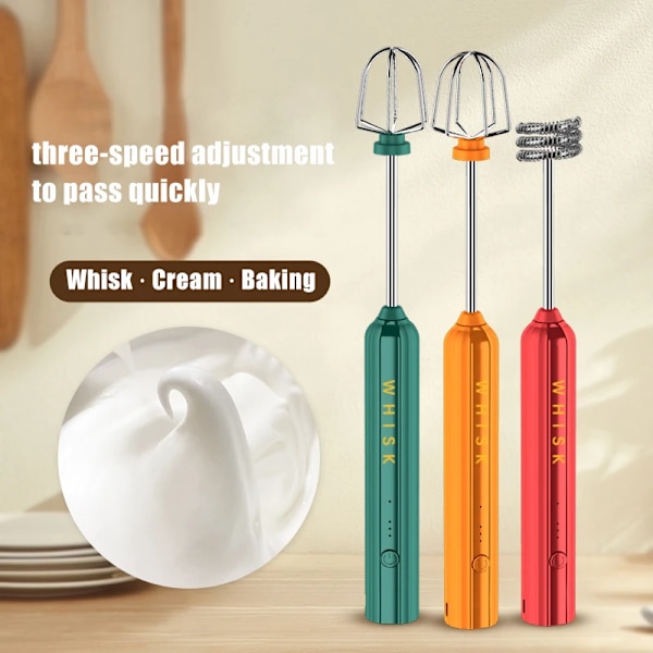 Elektrisk mixer HanGKSeld mjölkskummare Visp Äggvisp grön[GKS] green 31*3.3CM