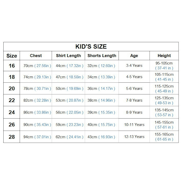 Treningssett for barn, hurtigtørkende trykt kortærmet + shorts, fotballtrøye - C. R 7 sjømann sailor 26 # (10-11 years)