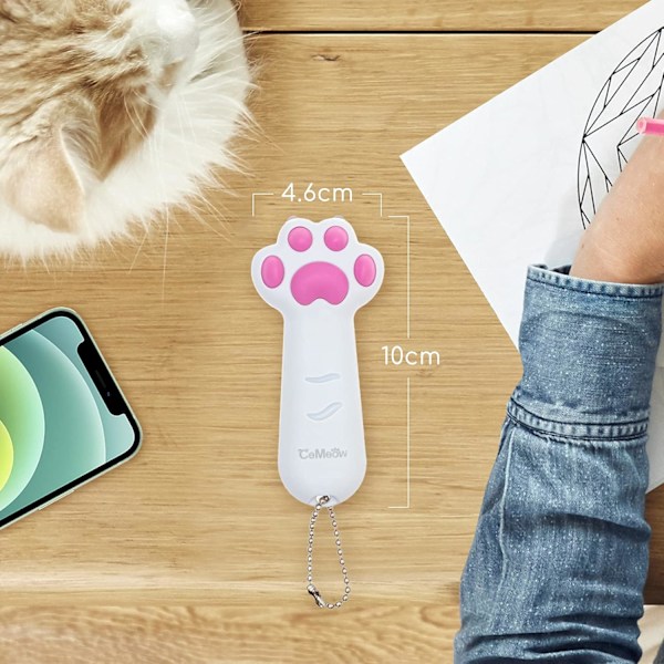 Kissalelu laser 7 in 1 LED-osoitin tassun muotoinen, 3 valaistustilaa