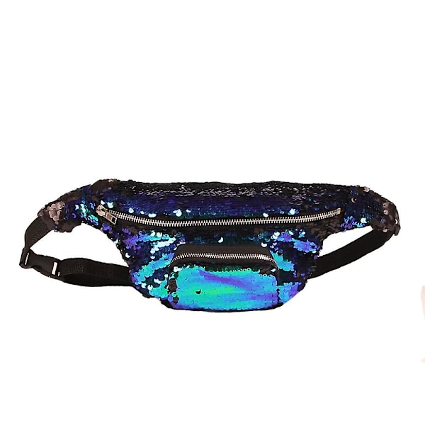 Sequins Waist Bag Dual Color Makeup Bag Lake Blue