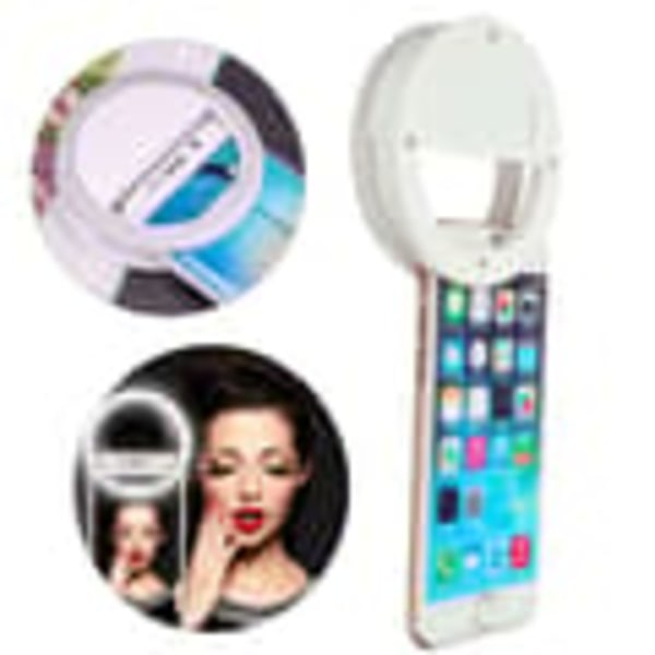 Universal Selfie Lampe / Ring med Forskellige Lysindstillinger - Hvid