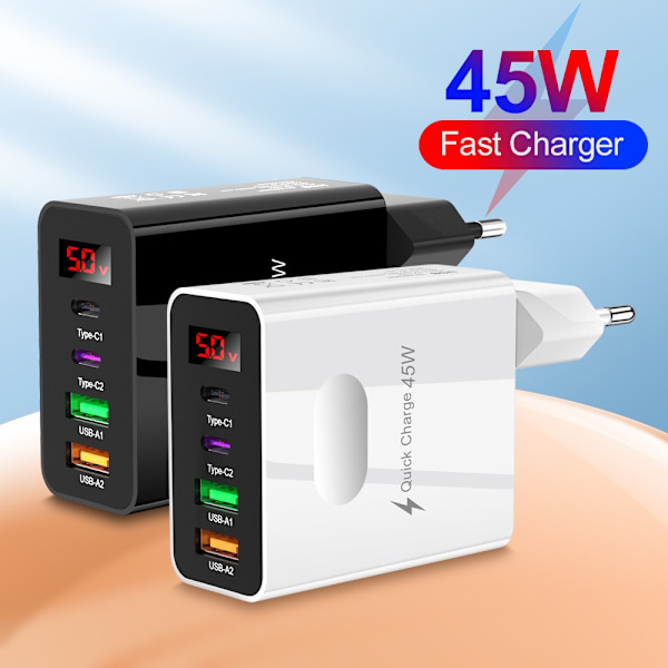 Mobil Laddare Multiladdningshuvud SVART EU-STICK EU-STICK Svart Black EU Plug-EU Plug