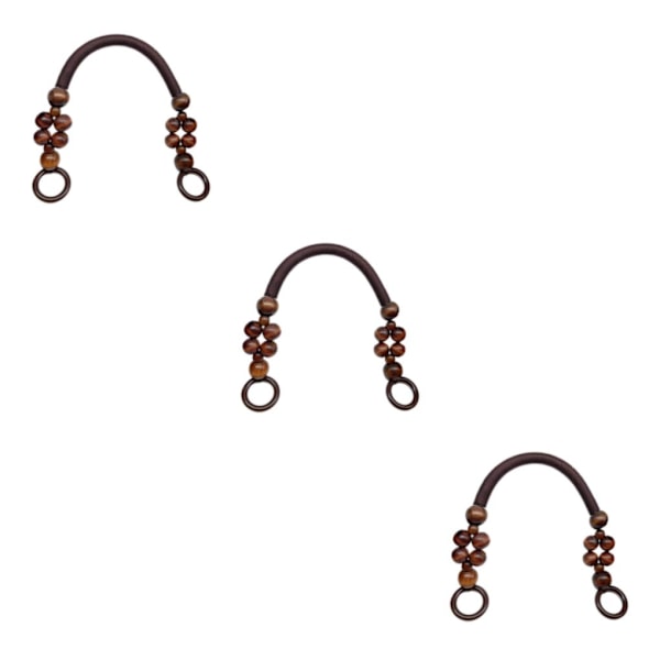 1/2/3 Puuhelmillä koristeltu laukun kahva laukun hihna käsilaukun kahva punaruskea 48cm[GKS] Red Brown 48cm 2Set
