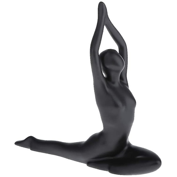 Sharprepublic Skulptur. Jente keramikkfigurer. Yoga Pose Svart Modell Kvinne Statue Figur