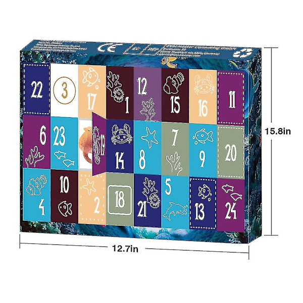 Julehavets Serie Tegneserie Simulation Havsliv 24 Nedtælling Havdyr Børnelegetøj Model Blind Box