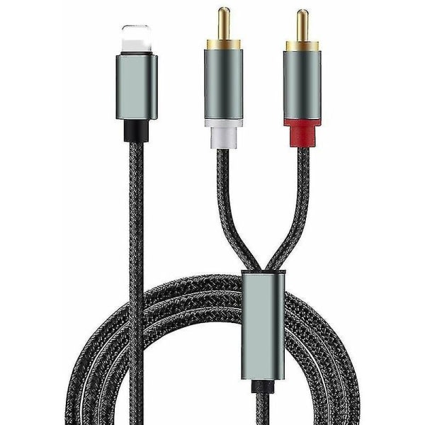 Apple till 2 RCA Lotus-kabel - Ljudkabel för iPhone och mobiltelefon till förstärkare