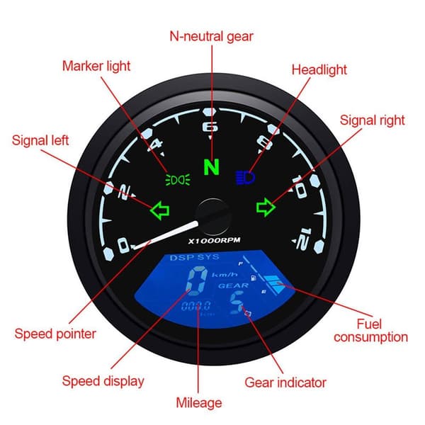 Motorcykel Speedometer Odometer Tachometer