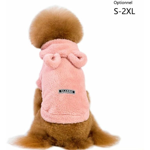 Hundkläder Teddy Hund Fleece Varm Fleece Kläder Husdjurskläder Rosa S