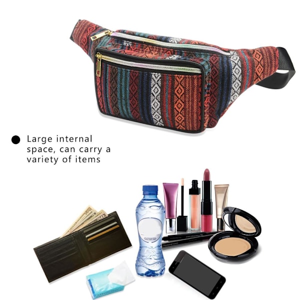 Boho Fanny Pack Rintapussi Vyötärölaukku E