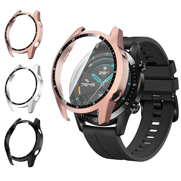 Etui for Huawei Watch Gt 2 46mm Beskyttende Herdet Glass PC Deksel for Huawei Gt2 46mm Full Screen Protector Deksel Blå blue for HW watch GT2 46