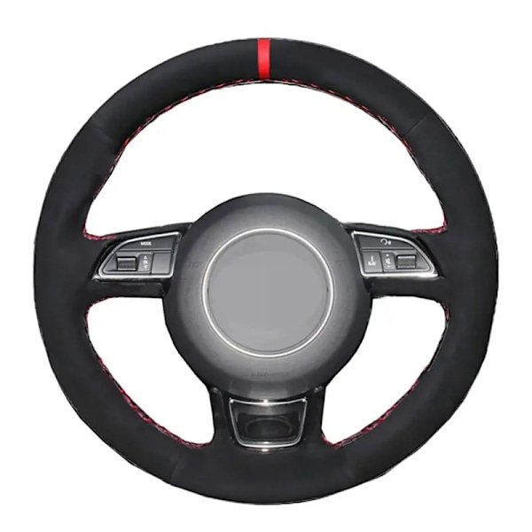(stil 2) Händerstygn Mjuk Svart Äkta Läder Mocka Bilrattöverdrag För Audi A1 A3 A5 style 4