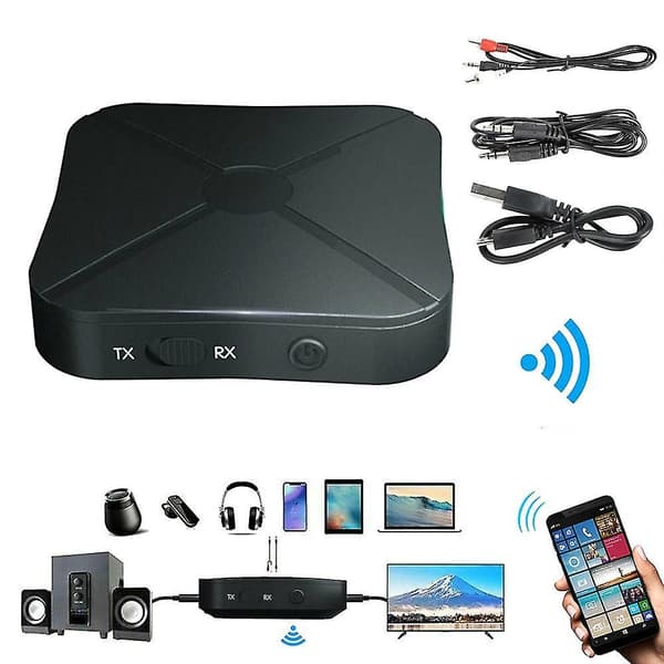 2-i-1 Bluetooth Sender-Mottaker Trådløs Adapter TV Stereo Lyd