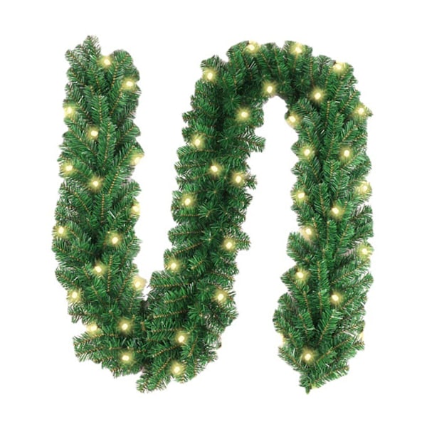 2,7 m Julekrans Jule-rattan Mantel Dekoration Krans Kurv Girland med 30 LED
