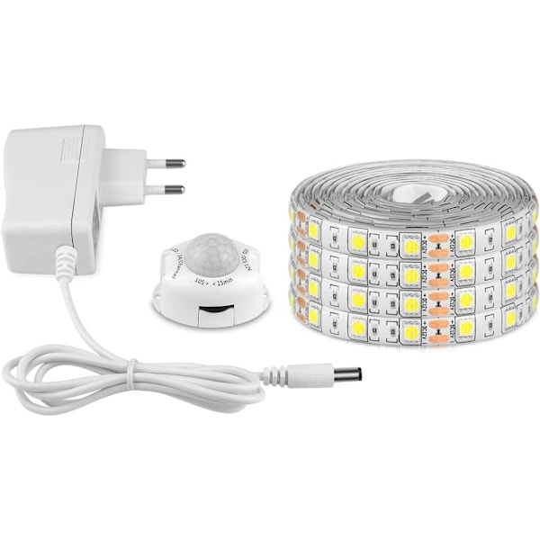 LED-strip med rörelsesensor, självhäftande flexibel LED-strip, vattentät IP65 med 12V strömförsörjning, ljusremsa för sovrum, vardagsrum