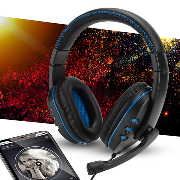 Päässä pidettävät tietokonepelikuulokkeet korkealla suorituskyvyllä PS4:lle (sininen musta){GKS}