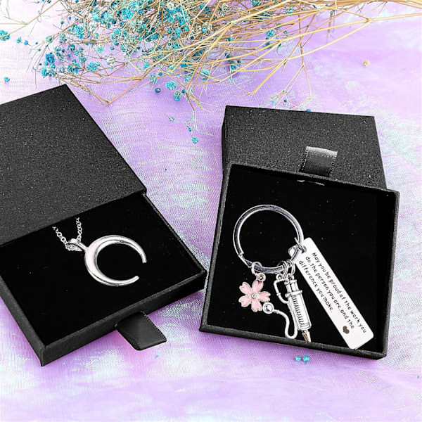 2 st Smyckespresentförpackningar Armband Presentaskar Kartong Smyckeskrin Fyrkantigt Halsband Örhänge Armband Presentask Kraftorganiserare (Svart)