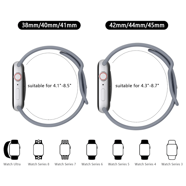 Mjuk Silikonarmband för Apple Watch 8 7 6 5 4 3 SE Armband för IWatch Ultra 49mm 45mm 41mm 40mm 44mm 38mm 42mm klocka light purple