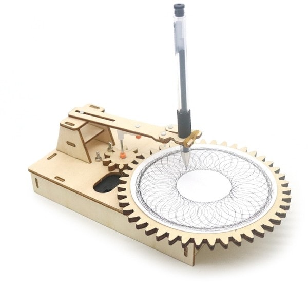 Wooden Electric Operation Drawing Machine DIY Model Educational Technology Kit