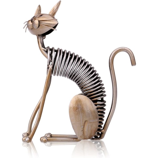 Kattskulptur, metallskulptur Järnkonst Katt Fjäder Klar Katt