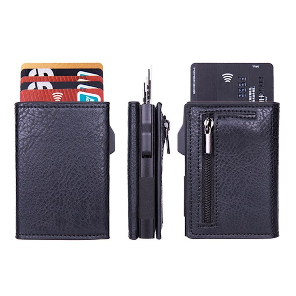 PU RFID-blokkerende lommebok med automatisk pop-up kredittkortholder for menn Carbon fiber black 0.12