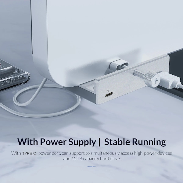 4-porttinen USB 3.0 -HUB virtalähteellä, USB3.0-jakaja-adapteri, klipsikiinnitteinen monijakaja, 5G:n nopea tiedonsiirto Baptopille